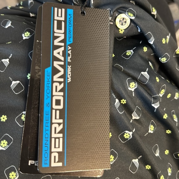 Roundtree & Yorke Black Polo Shirt with Pickleball Pattern - Picture 5 of 6